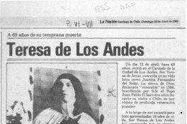Teresa de Los Andes  [artículo] J. M. Lecaros.
