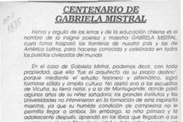Centenario de Gabriela Mistral  [artículo].