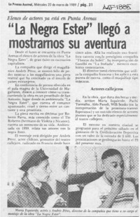 "La Negra Ester" llegó a mostrarnos su aventura  [artículo].