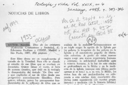 "Dios de los cristianos"  [artículo] Maximino Arias Reyero.