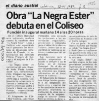 Obra "La Negra Ester" debuta en el Coliseo  [artículo].