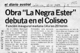 Obra "La Negra Ester" debuta en el Coliseo  [artículo].