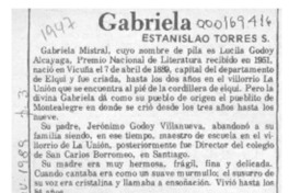 Gabriela  [artículo] Estanislao Torres S.