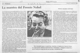 La maestra del Premio Nobel  [artículo] Moisés Escobar Zenteno.