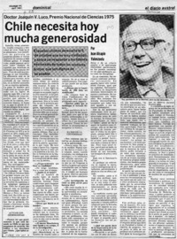 Chile necesita hoy mucha generosidad