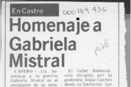 Homenaje a Gabriela Mistral  [artículo].