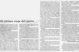 El último viaje del poeta  [artículo] Hugo Thénoux Moure.