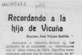 Recordando a la hija de Vicuña