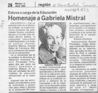 Homenaje a Gabriela Mistral  [artículo].