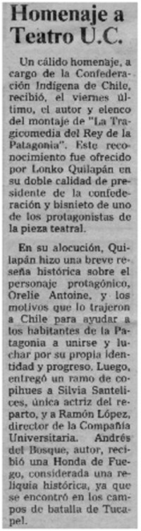 Homenaje a Teatro U. C.