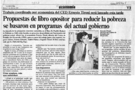 Propuestas de libro opositor para reducir la pobreza se basaron en programas del actual gobierno  [artículo].