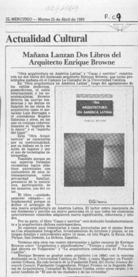 Mañana lanzan dos libros del arquitecto Enrique Browne