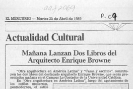Mañana lanzan dos libros del arquitecto Enrique Browne