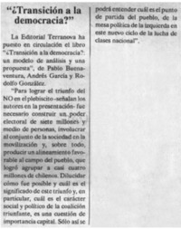 "Transición a la democracia?"