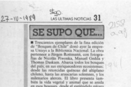 Se supo que --  [artículo].