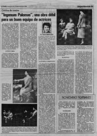 "Ingenuas palomas", una obra débil para un buen equipo de actrices