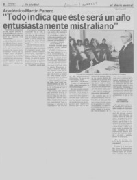 "Todo indica que éste será un año entusiastamente mistraliano"