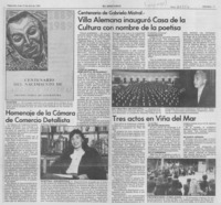 Villa Alemana inauguró Casa de la Cultura con nombre de la poetisa