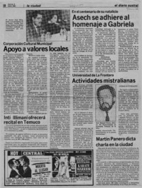 Asech se adhiere al homenaje a Gabriela