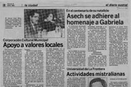 Asech se adhiere al homenaje a Gabriela