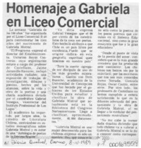 Homenaje a Gabriela en Liceo Comercial  [artículo].