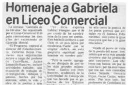 Homenaje a Gabriela en Liceo Comercial  [artículo].