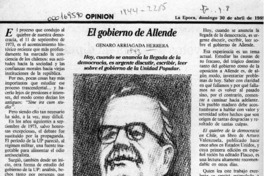 EL gobierno de Allende  [artículo] Genaro Arriagada Herrera.