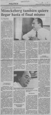 Mönckeberg también quiere llegar hasta el final mismo  [artículo] Susana Kúncar.