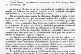 Vilches, Liliana, "La evaluación psicológica del niño"  [artículo] Patricia Eissmann.