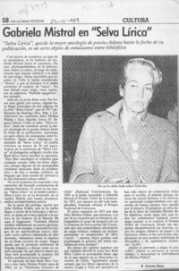 Gabriela Mistral en "Selva lírica"  [artículo] Antonio Pérez.