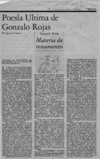 Poesía última de Gonzalo Rojas
