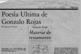 Poesía última de Gonzalo Rojas