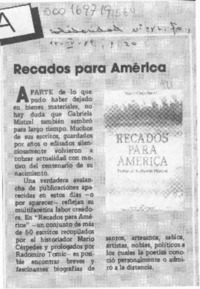 Recados para América  [artículo].