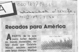 Recados para América  [artículo].