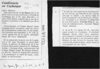 Conferencia en Coyhaique  [artículo] Germán King Z.