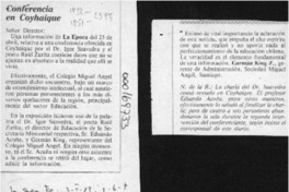 Conferencia en Coyhaique  [artículo] Germán King Z.