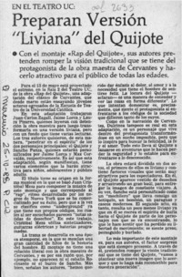 Preparan versión "liviana" del Quijote  [artículo].