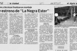 Hoy estreno de "La negra Ester"  [artículo].