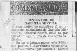 Centenario de Gabriela Mistral  [artículo].