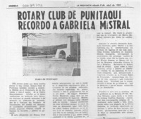 Rotary Club de Punitaqui recordó a Gabriela Mistral  [artículo].