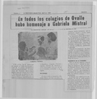 En todos los colegios de Ovalle hubo homenaje a Gabriela Mistral