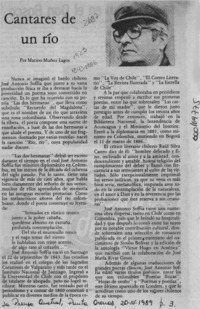 Cantares de un río  [artículo] Marino Muñoz Lagos.