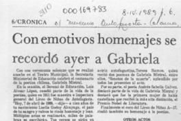 Con emotivos homenajes se recordó ayer a Gabriela  [artículo].