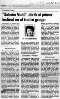 "Salmón vudú" abrió el primer festival en el teatro griego  [artículo] Yolanda Montecinos.