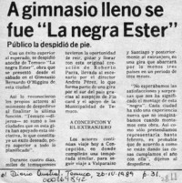 A gimnasio lleno se fue "La Negra Ester"  [artículo].