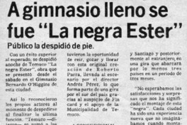 A gimnasio lleno se fue "La Negra Ester"  [artículo].