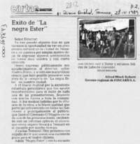 Exito de "La Negra Ester"  [artículo] Alfred Minck Rybertt.