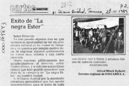 Exito de "La Negra Ester"  [artículo] Alfred Minck Rybertt.