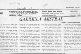Gabriela Mistral  [artículo] Darío de la Fuente D.