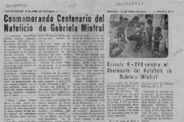 Conmemorando centenario del natalicio de Gabriela Mistral  [artículo].
